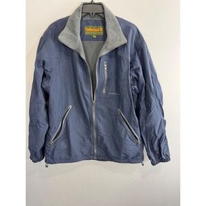 Timberland Weathergear Mens Navy Blue Fleece Lined Full Zip Windbreaker Jacket M